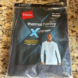 Hanes men’s thermal Henley. Size 3xl new in package